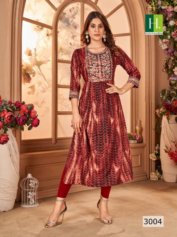 Hirwa Shibori Vol 3 Nyra Cut Rayon Designer Long Kurti Collection